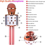 4 in 1 Bluetooth Handheld Wireless Karaoke Microphone Portable Speaker Home Pink