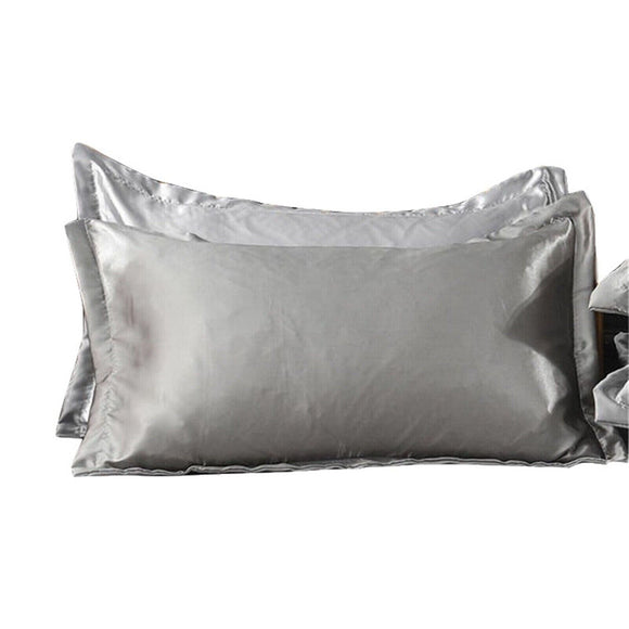 2X Satin Silk Pillow Cases Cushion Cover Pillowcase Home Decor Luxury Bedding - Gray
