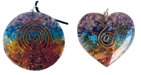 Pendant Gemstone Orgonite 2 Pieces 7 Chakra Orgone Reiki Spiritual Energy Kit