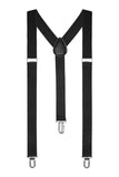 Suspenders One Size Fully Adjustable Y Shaped Elastic Braces Strong Clips Black