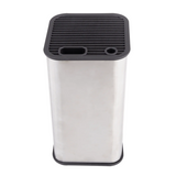 Appetito Square Universal Stainless Steel Knife Block Kitchen Tools - Silver