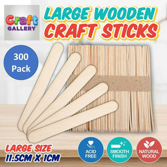 300X Craft Stick Wooden Paddle Pop Stick Coffee Tea Ice Cream Natural Colour