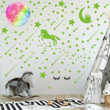 297pcs Glow In The Dark Rainbow Moon Stars Unicorn Wall Sticker Kids Room Decor