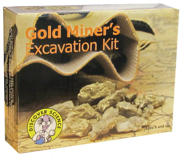 Gold Miner's Excavation Stones Kids Fun Science Kit Mineral Dig Game Fools Gold