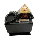 Black Tourmaline Orgone Healing Necklace Pendant Pyramid Bracelet Gift Set Box