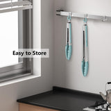 Set of 2 Cooking Tongs 9-Inch & 12-Inch Premium Silicone BPA Free Non-Stick Sky