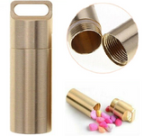 Waterproof Pill Box Case Brass Container Keyring Medicine Capsule Holder Small