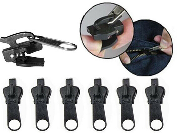 6x Universal Zippers Head Repair Kit Replacement Instant Zip Slider Fix Black