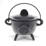 Cast Iron Cauldron Tree Of Life Black Matt Incense Burner Smudge Herbs with Lid