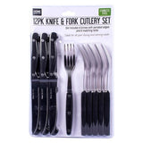 12pce Knife & Fork Cutlery Set Stainless Steel With Steak Knife Home Master