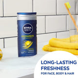 NIVEA MEN Power Fresh 3-IN-1 Shower Gel Body Wash 500ml Body Wash with Citrus