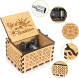 Wooden Music Box Vintage Anniversary Wedding You are My Sunshine Valentine'sGift