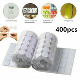 400PC Set Hook & Loop Sticky Self Adhesive Dots Coins Circles Tape 2cm - White