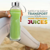 6x Large Glass Water Sports Bottle Ribbon Handle Juice Beverage Storage 500ml