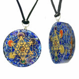 Metatron Cube Lapis Lazuli Orgonite Pendant Orgone Reiki Dual Side Coil