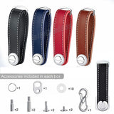 Men Leather Smart Key Holder Organizer Clip Compact Folder Keychain Dark Blue