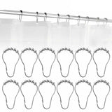 12x Shower Curtain Rings Hooks Rustproof Stainless Steel For Bathroom Shower
