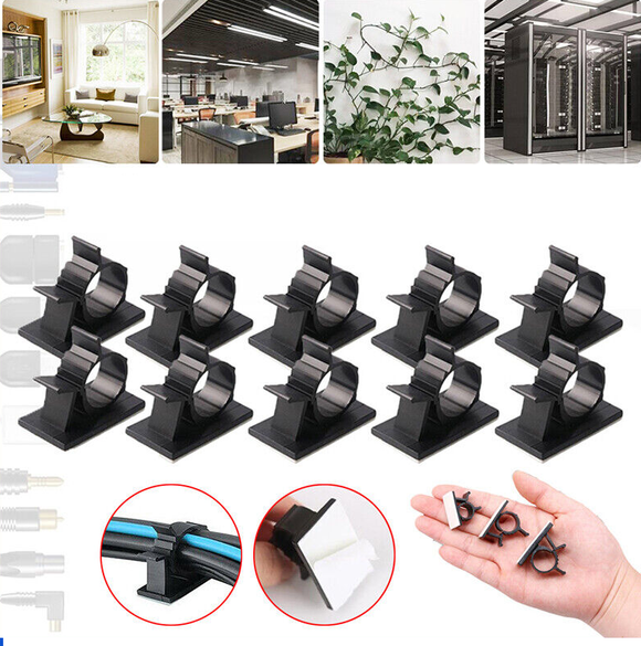 20pcs Adhesive Cord Management Cable Clips Black Wire Holder Organizer Clamp