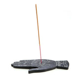 White Palmistry Incense Stick Burner Holder Black Hand Shape Yoga Meditation