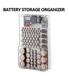 Battery Organiser Storage Holder with Tester - Battery Caddy Rack Case Box