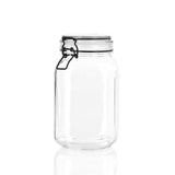 2pcs Clear Glass Jars Clip Candy Food Seasoning Condiment Storage Container 1.5L