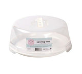 Clip Fresh Round Cake Saver Box Clear Container Serving Tray - White 28x12cm