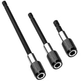 3x Screwdriver Extension Kit Quick Release 1/4 Hex Shank Holder Drill Bit Set