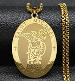 Archangel Saint Michael Pray for Us Medal Pendant Necklace Protection Amulet