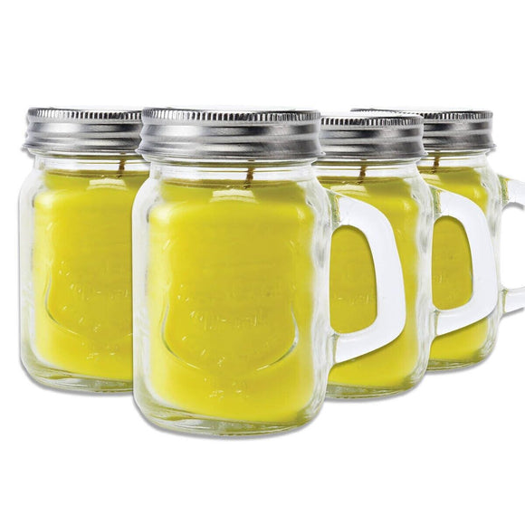 3x Garden Greens Citronella Scented Yellow Wax Candles Glass Mason Jars 85g