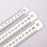 3pcs Metal Ruler Stainless Steel Double Sided 15/20/30cm Precision School Office
