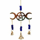 Triple Moon Pentacle Bell Wind Chime Hanging Bells Decoration Home Wall 26cm