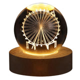 Ferry Wheels Night Light Glowing 3D Engraved Crystal Ball Gift Home Decor
