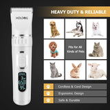 Pet Grooming Clipper Dog 3-Speed Low Noise Rechargeable Cordless White