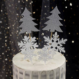 4pcs Snowflake Cake Toppers Acrylic Christmas Cupcake Decorations Party Decor