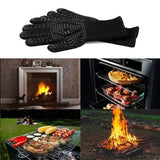 1 pair Fireproof Oven Gloves Heat Resistant Cut-Resistant Non-Slip Silicone BBQ