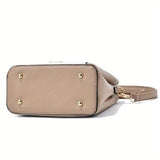 Color Block Satchel Bag Trendy Metal Tassel Decor Crossbody Bag White Caramel