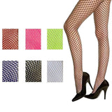 Women Fishnet Stockings Party Costume Dance Wear Leggings Neon 1980s - Yellow
