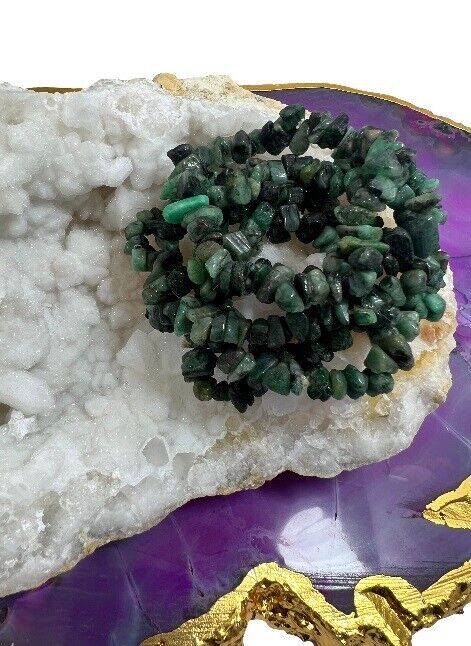 5x Emerald Crystal Chip Bracelet Set Natural Gemstone The Jewel of Kings