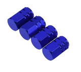 4x Blue Valve Caps Wheel Tyre Tire Stems Air Dust Cover Screw Car Truck Bike