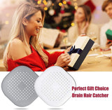 Hair Catcher Square Drain Cover Silicone Hair Stopper with Suction White & Grey
