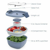 Bentgo Salad Bowl To Go Stackable Lunch Dressing Container All-In-One- Slate