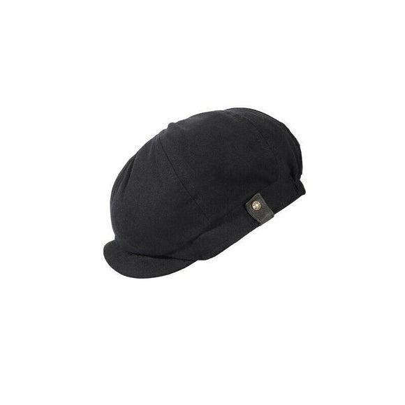Flat Cap 8 Panels Newsboy Peaky Blinders Baker Golf Driving Boy Mens Beret Black