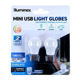 2PK Mini USB Light Lamp illuminex 1W 5V Cool White USB Bulb Night Globes