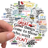 50pcs Motivational Slogan Stickers Vinyl Decal Mix Waterproof Laptop Notebook P2