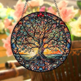 Tree Of Life Round Sun Catcher Multi Coloured Hanging Home Decor 15cm Model 02