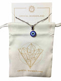 Small Evil Eye Pendant Necklace Silver Lucky Protection Success Eye Talisman