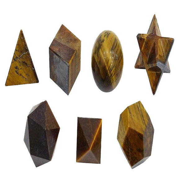 7 Pieces Tiger Eye Sacred Geometry Crystal Healing Spiritual Meditation