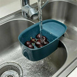 Sink Mounted Strainer Basket Multifunctional Kitchen Storage Rack Drain Blue