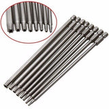 8x Torx Screwdriver Bit Set Hex Security Magnetic Head 100mm Long T8-T40
