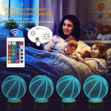3D Acrylic LED Basketball Night Light 16 Colors Lighting Table Bedside Lamp